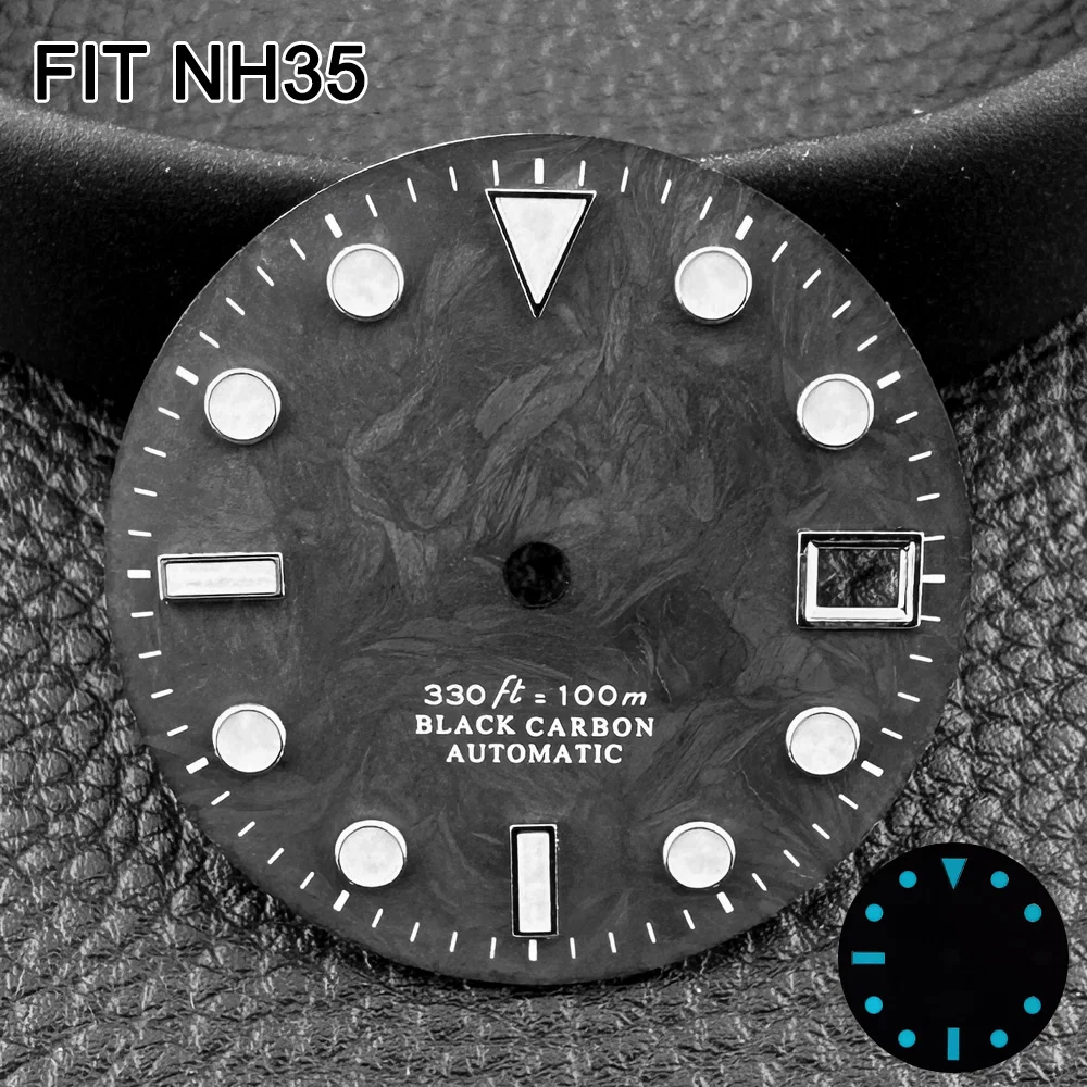 285mm-men's-watch-dial-fit-nh35-nh34-nh36-2824-8215-movements-custom-logo-no-logo-green-luminous-black-dial-watch-accessories