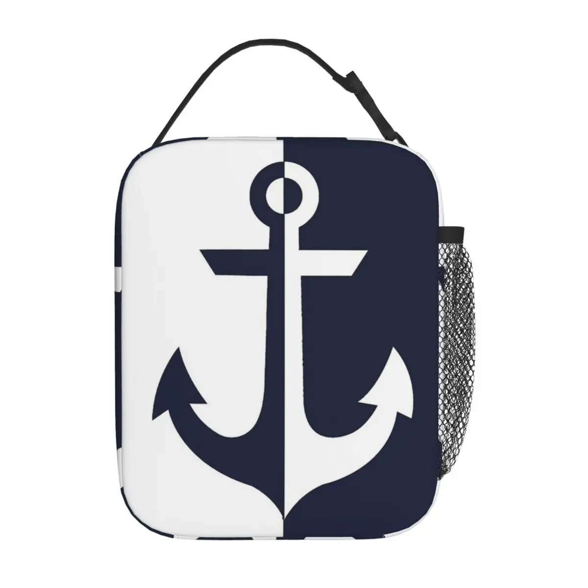 Nautischer Seemann weiß Marineblau Anker wärme isolierte Lunch-Tasche wieder verwendbare Tasche für Mittagessen Thermo kühler Lunchbox