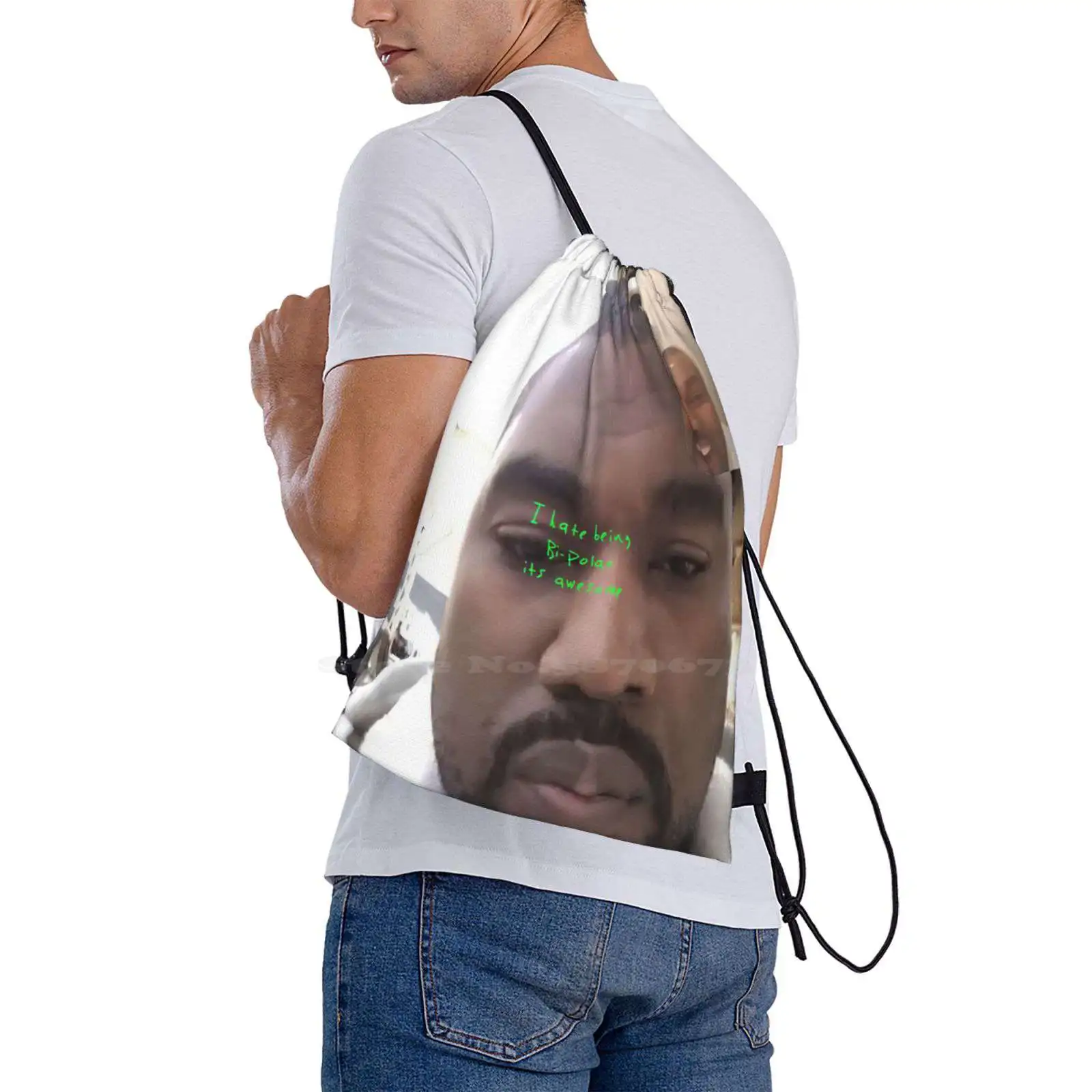 Kanye West - Bipolar Hot Sale Schoolbag Backpack Fashion Bags Funny Kanye Bipolar Is Kanye West Bipolar Teenager Kanye Album