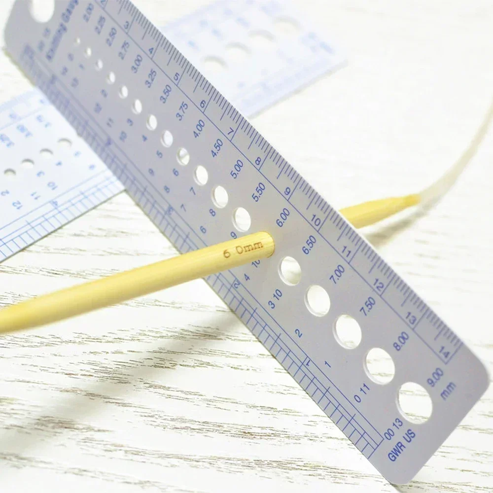 New 1Pc Rule Knitting Accessories Inch Inch Sewing Ruler Plastic Ruler Needle Gauge Size Measurement Sewing Knitting Tool Kawaii