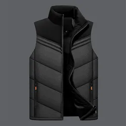 Chaleco sin mangas para hombre, chaqueta cálida informal, gruesa, cortavientos, color negro, 5XL, invierno, novedad de 2024