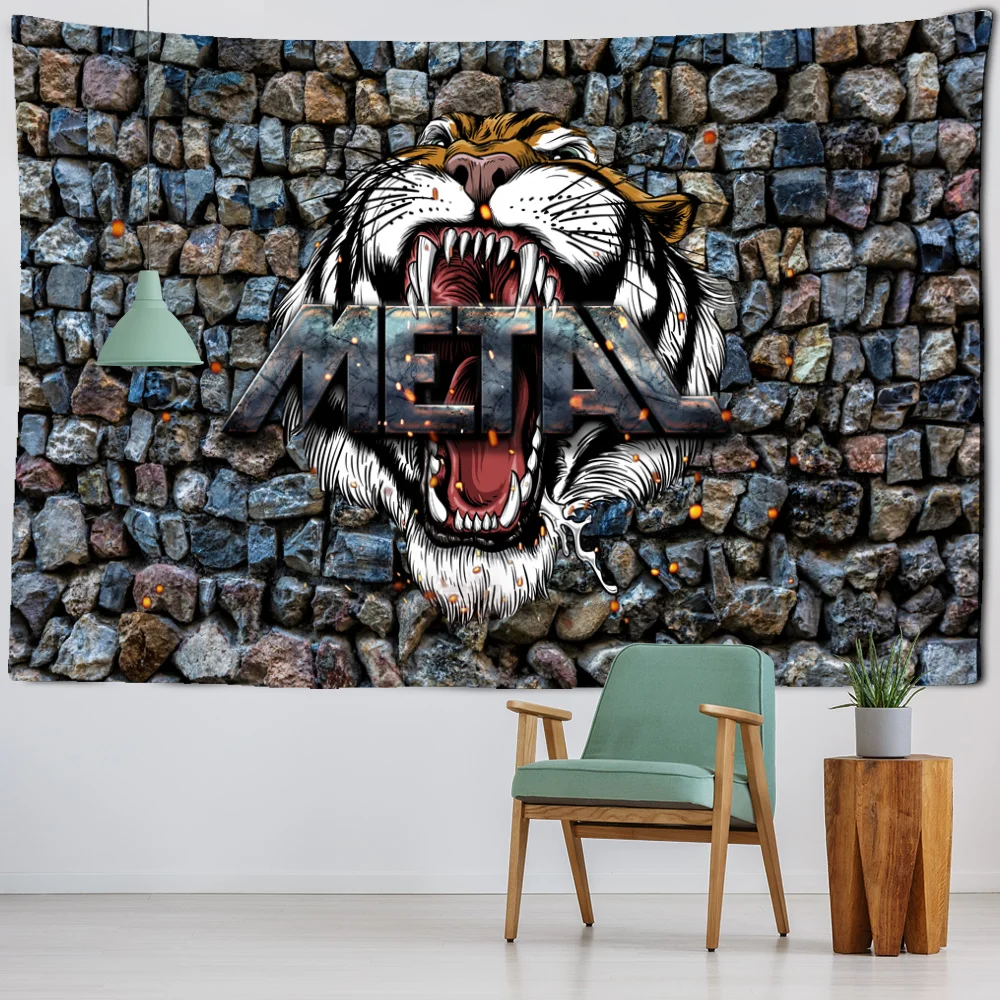 Creative Hip Hop Tiger Doodle Wall Tapestry Wall Hanging Tapestry Home Decor Table Cover Funny Creative Painting Tapestry