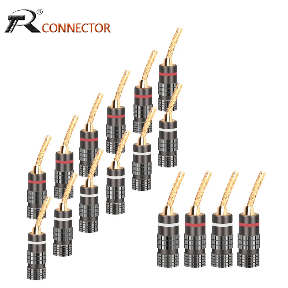 

100pcs Banana Plug Brass Wire Braided Gold-Plated Audio Amplifier Wiring Pin Type Plug Braided Wire Banana Connector