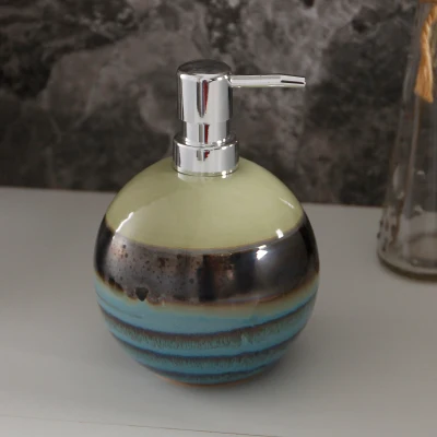 Ceramic Lotion bottle Bathroom Wash Accessories Round Stripe Soap Dispenser Home hand sanitizer Shower Gel bottles 630ml