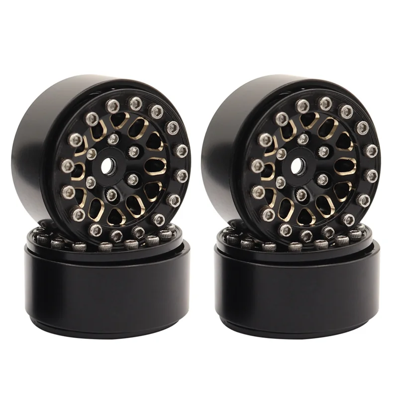 

AM-4Pcs 1.0 Brass Beadlock Wheel Hub Rim for Axial SCX24 AX24 TRX4M FCX24 1/18 1/24 RC Crawler Car Upgrade Parts