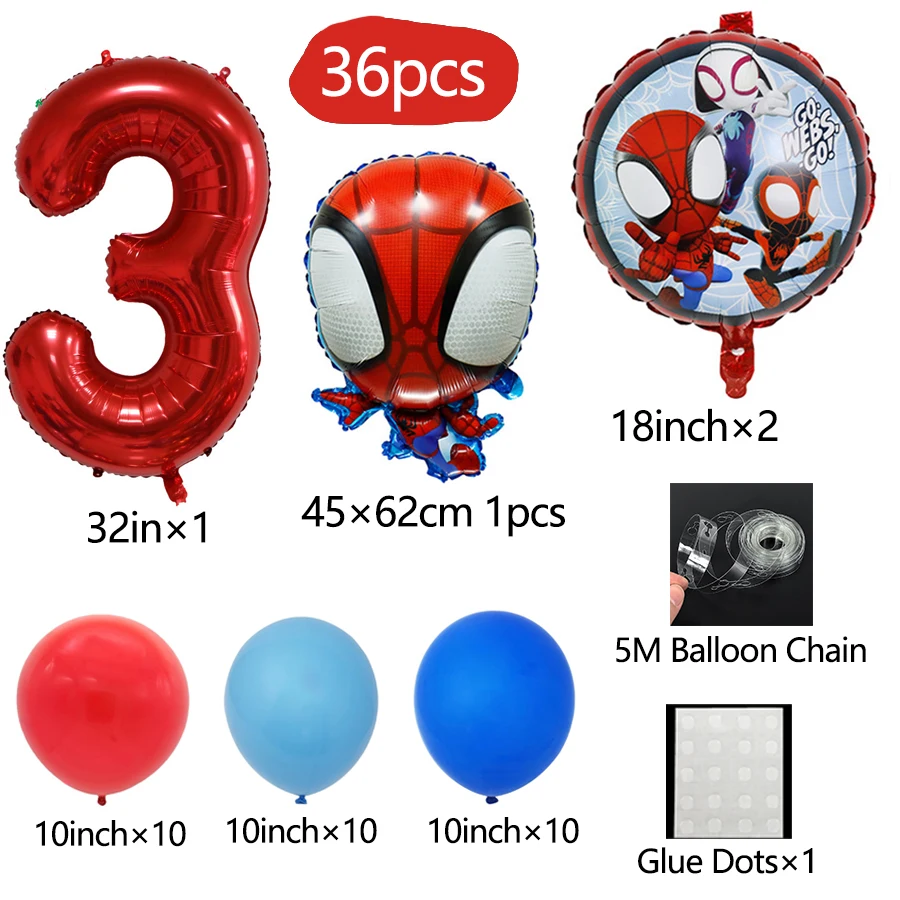 مجموعة بالونات سبايدر مان لتزيين حفلات أعياد الميلاد للأطفال والأولاد وحفلات سبايدر هيرو ثلاثية الأبعاد لمستلزمات استحمام الطفل