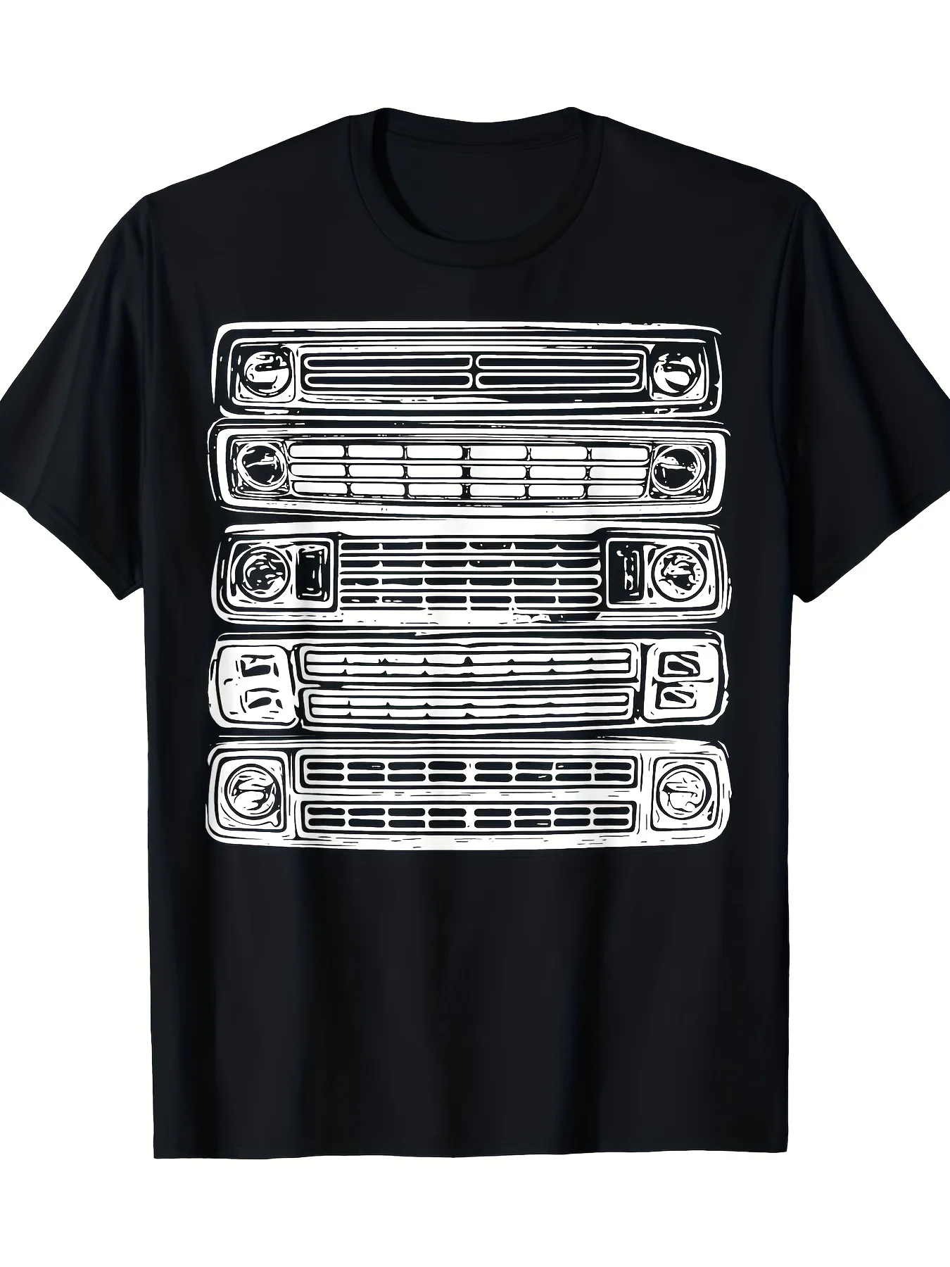 Vintage Truck Graphic Retro Car Grille Print T-Shirt 100% Cotton O-Neck Short Sleeve Summer Casual Mens T-shirt Streetwear
