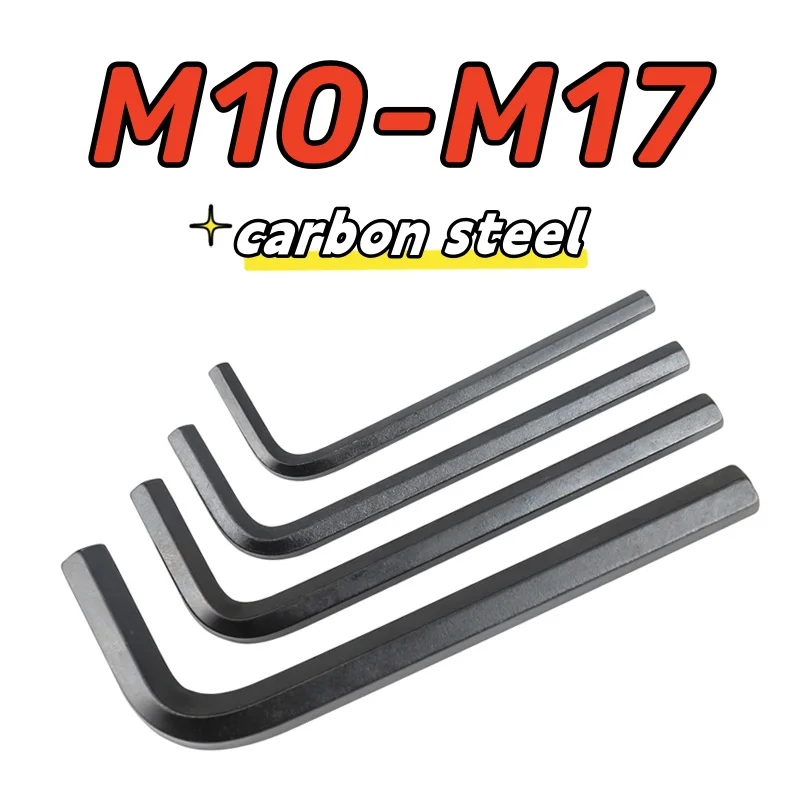 1pcs M10 M12 M14 M17 Carbon Steel Allen Key  L Shaped Flat-head Hexagonal Allen Head Screw Bolt Screwdriver Driver Key Tool