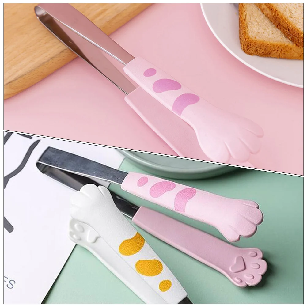 Dessert Clip Stainless Steel Food Tongs Cheesecakes Kitchen Pink Silica Gel Picnic Serving