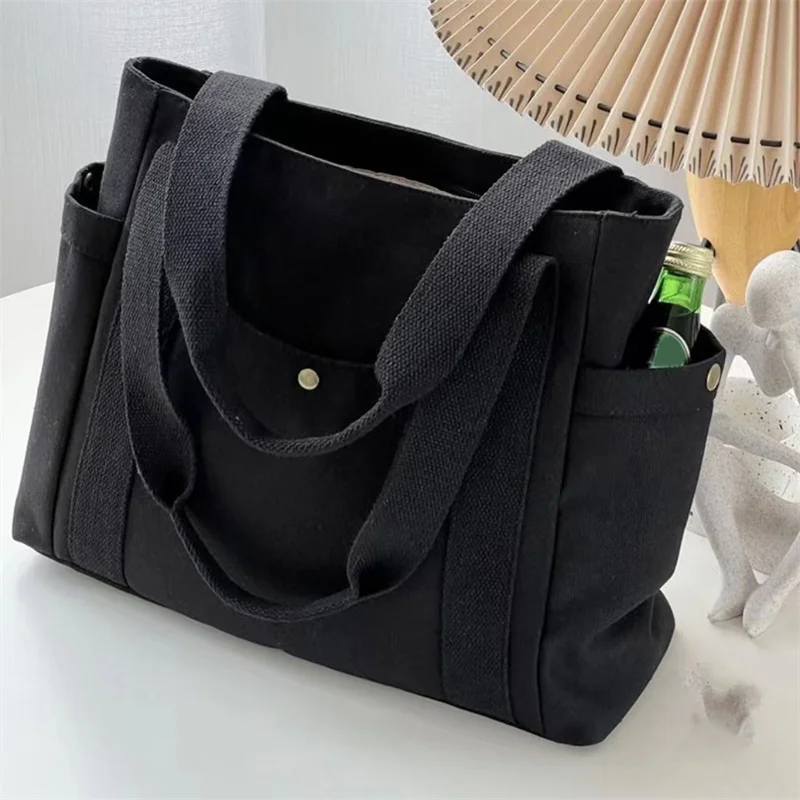 Large Capacity Canvas Tote Bags For Work Commuting Carrying Bag College Style Student Outfit Book Shoulder Bag NEW