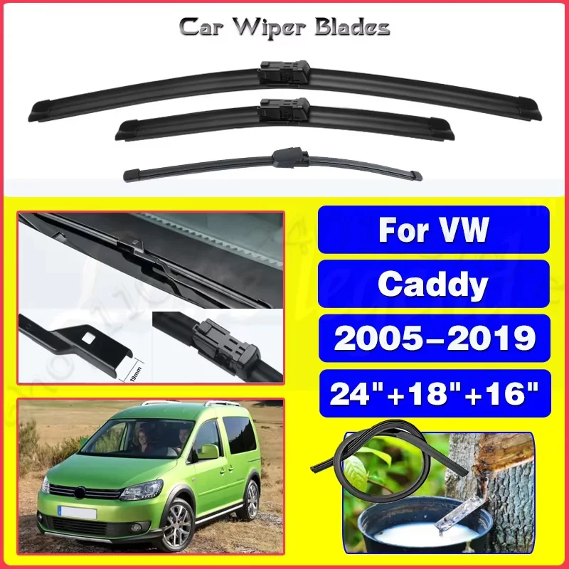 

For Volkswagen VW Caddy 2005-2019 Windows Cutter Windscreen Windshield Brushes Accessories 24"18"16" Silent upgrade version