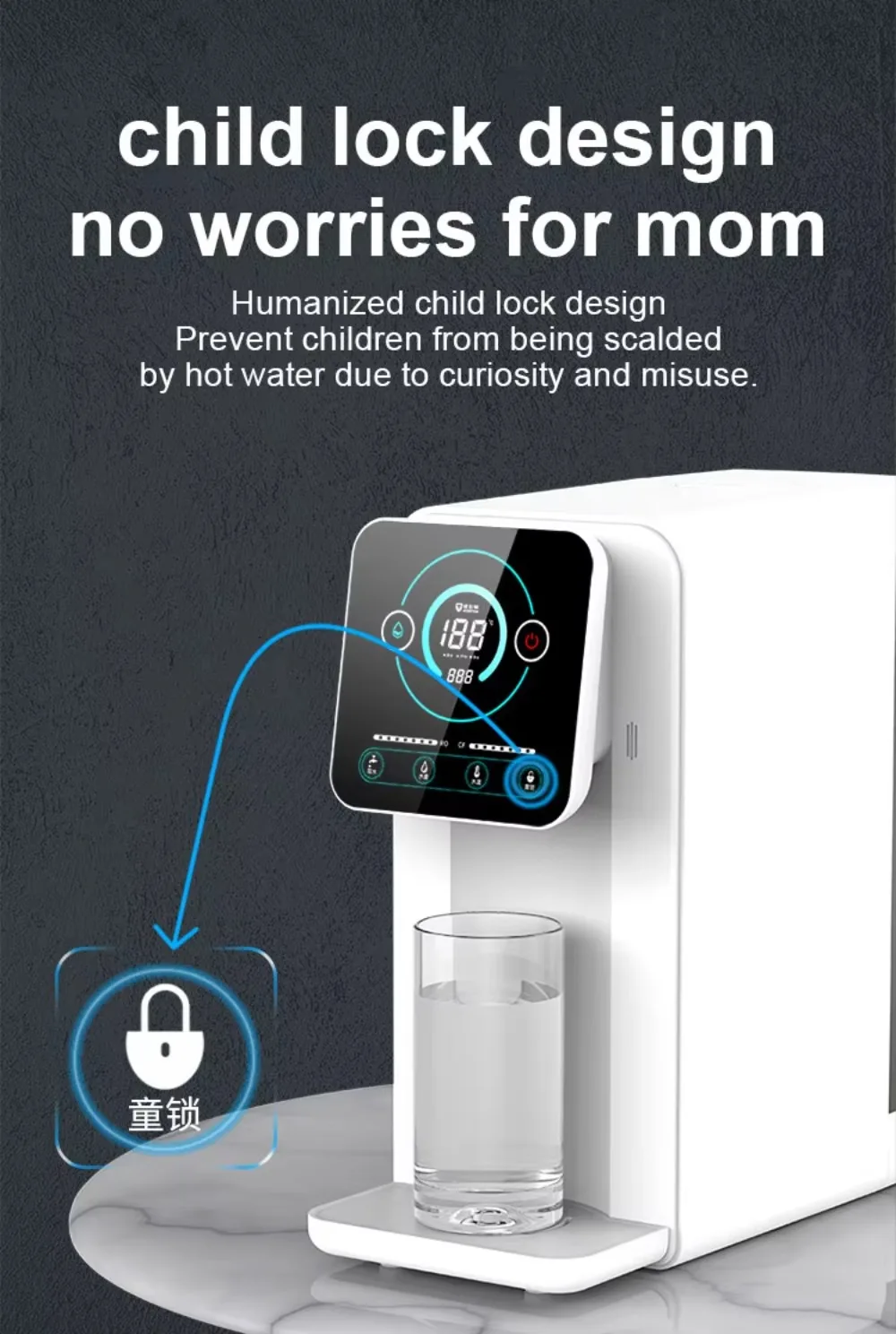 Free Installation  Portable Alkaline Countertop Smart Instant Hot Desktop Water Filter Dispenser With RO System Water