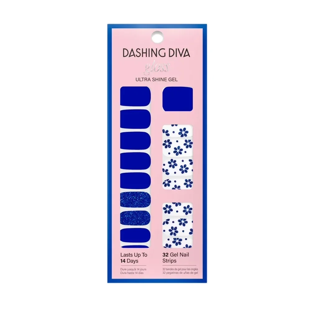 Long Lasting Blue Floral Nail Polish Strips