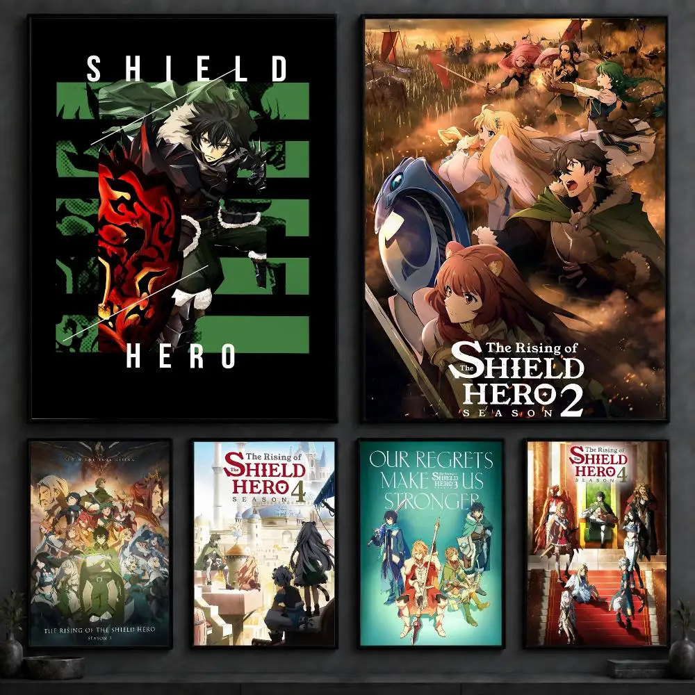 Anime T-The Rising of the Shield HeroS Poster Art  Self-Adhesive No Glue Residue Wall Decor for Bedroom Living Room