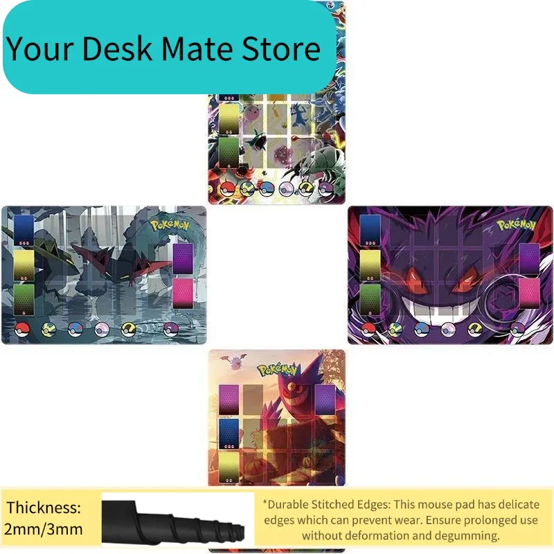 

Игровой коврик для мыши с изображением темно-фиолетового дракона/Покемона-призрака, нескользящий