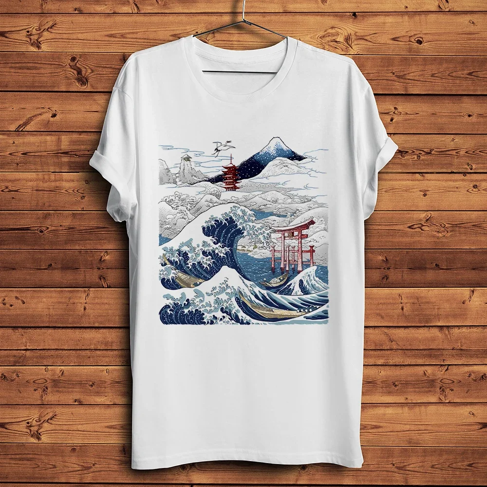 heavyweight Great wave of Kanagawa Tsunami Fujiyama Tee funny homme short  men vintage Ukiyo casual tshirt unisex streetwear