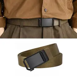 Cinturón de nailon con hebilla automática para hombre, cinturón informal para exteriores, cinturón de entrenamiento militar para carga al aire libre