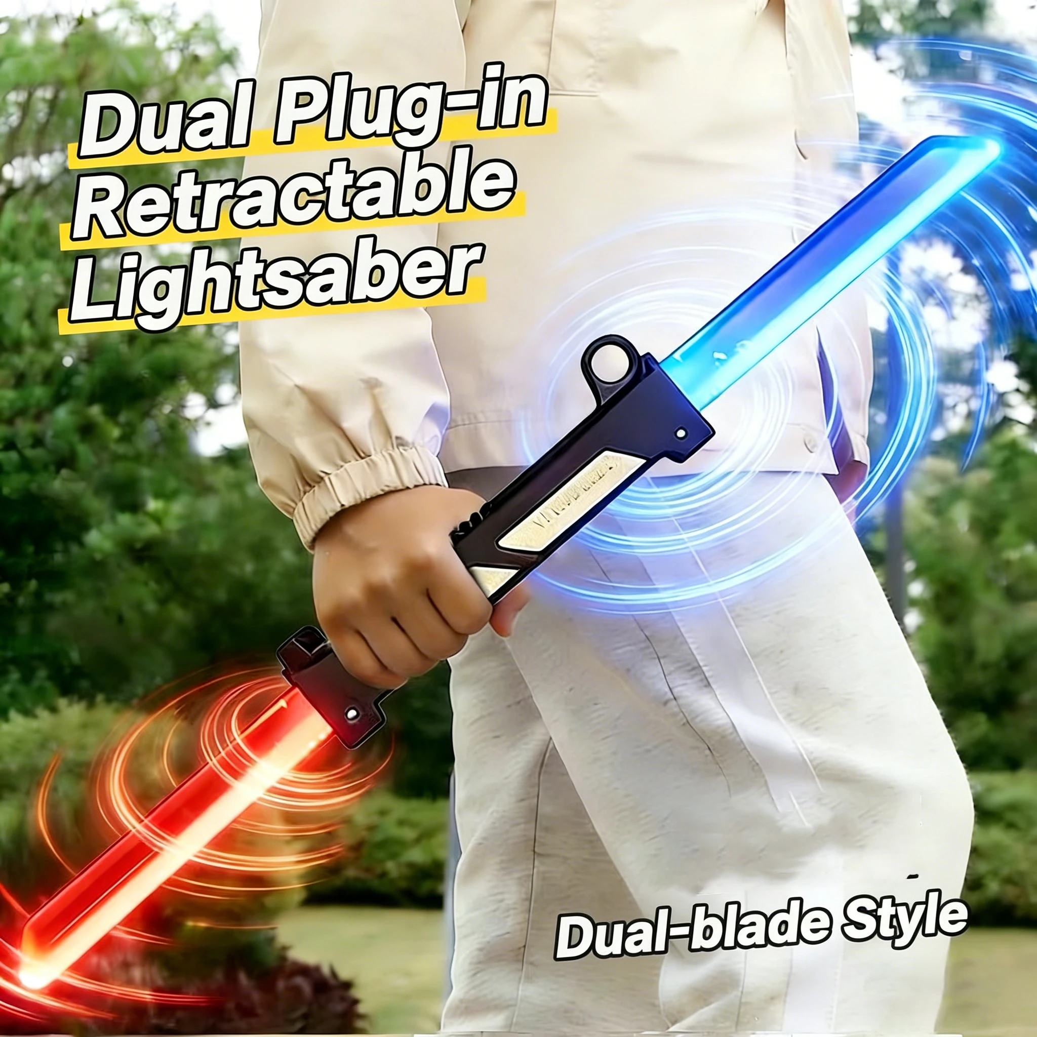 Sabre de luz de lâmina dupla extensível light-up espada brinquedo led piscando alívio do estresse brinquedo para meninos crianças interativo cosplay natal