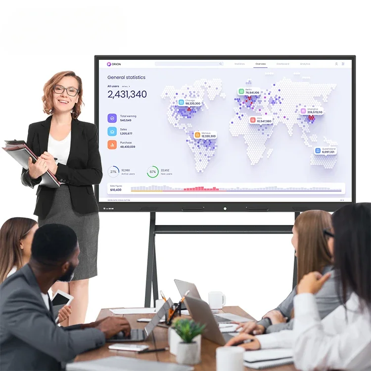 55 65 75 86 98 100 inch 4k interactive flat panel whiteboard smart tv for conference and class