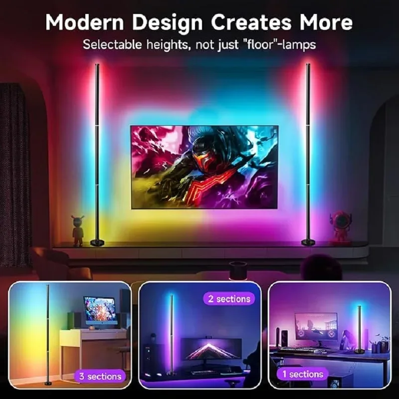 122 سنتيمتر الذكية الزاوية مصباح أرضي عكس الضوء APP التحكم RGB LED الحديثة المزاج الإضاءة حامل أضواء لغرفة النوم الألعاب غرفة المعيشة