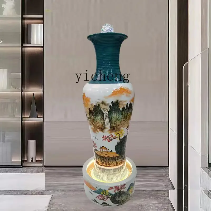 B1 ceramic water fountain circulation water feature fish tank decoration simple modern office living room ornament home decor