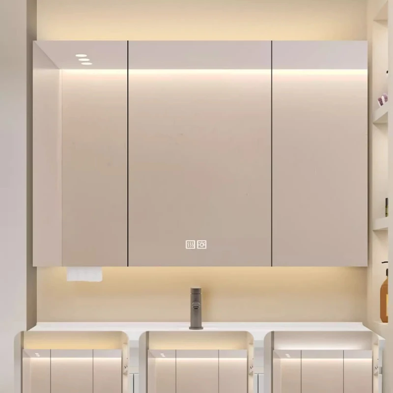 Modern Wall-mounted Mirror Cabinet Stainless Steel Lighted & Anti-fog Smart Mirror Cabinets Designer Bathroom Furniture FYMC 1