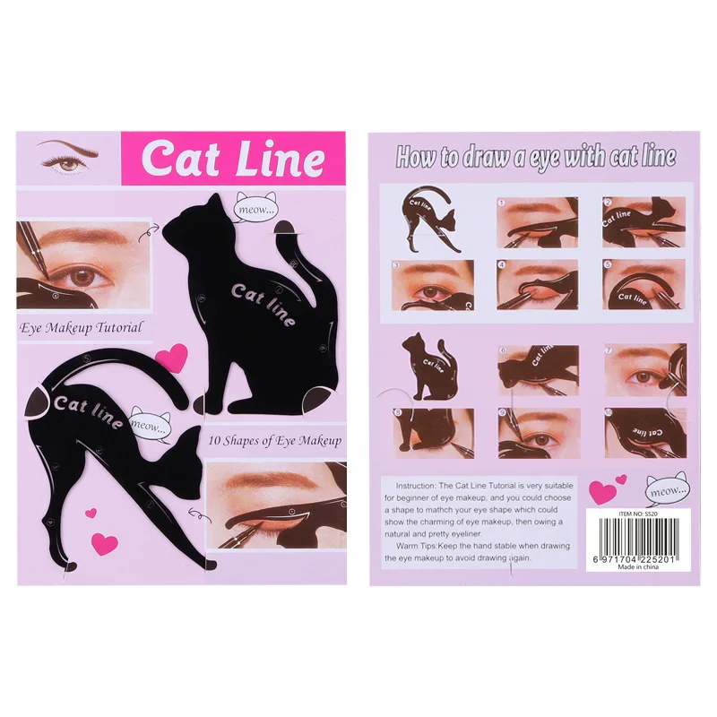 Cat Line Eyeliner Stencils, Black Pro Eye Makeup Tool, Eye Template, Shaper Model, Fácil de Make Up, Card