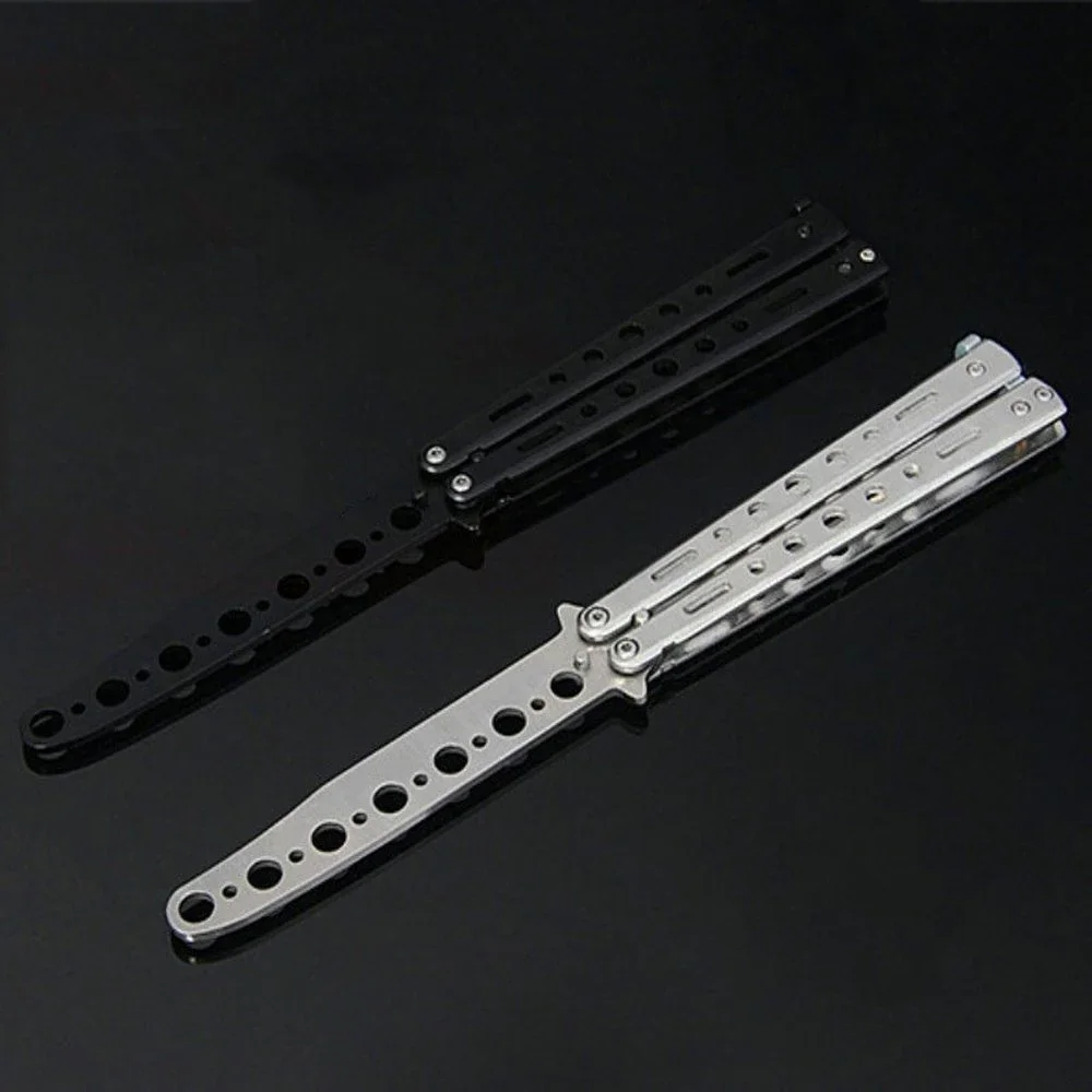 Accesorios de juego, cuchillo de mariposa, práctica CSGO, cuchillo oscilante, peine de mariposa, cuchillo plegable, borde final de práctica de acero inoxidable