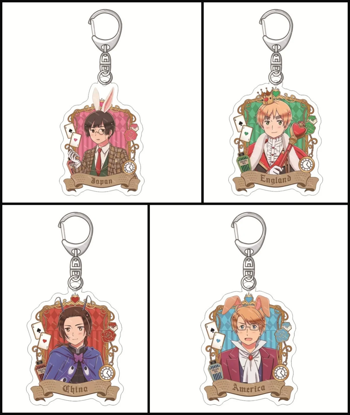 

New Anime Axis Powers Keychain Cosplay Acrylic Hetalia Keyring Pendant Double Side Key Holder Wholesale Christmas Firend Gift