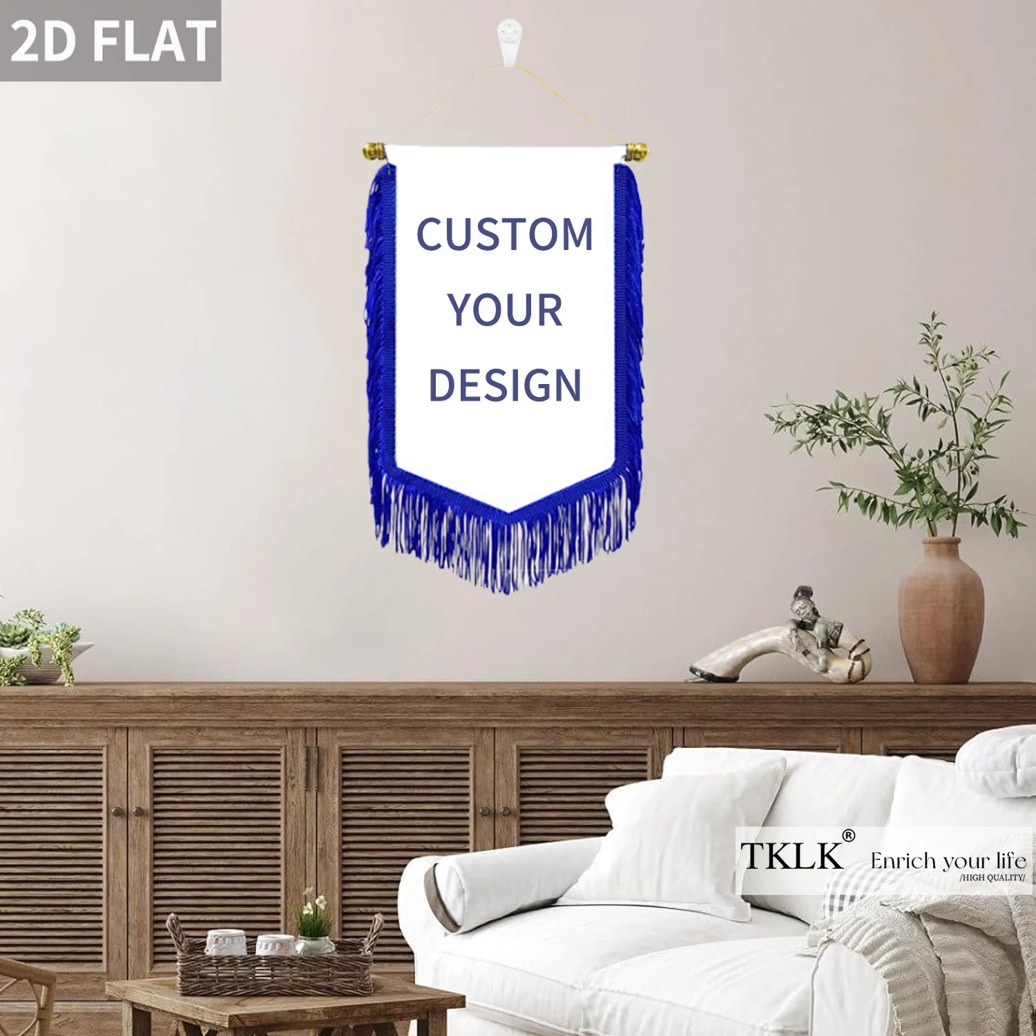 

1pc Custom Polyester Hanging Party Flag Banner With Tassels- Bohemian Style Polyester Home Decoration, 3-ply Flag Banner