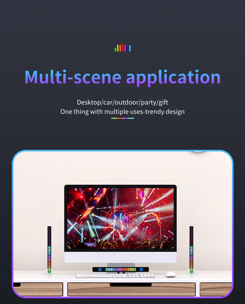 RGB Voice Control Synchronous Rhythm Light Internet Popular Colorful Music Ambient Light Car Desktop Induction Creative Led Pick