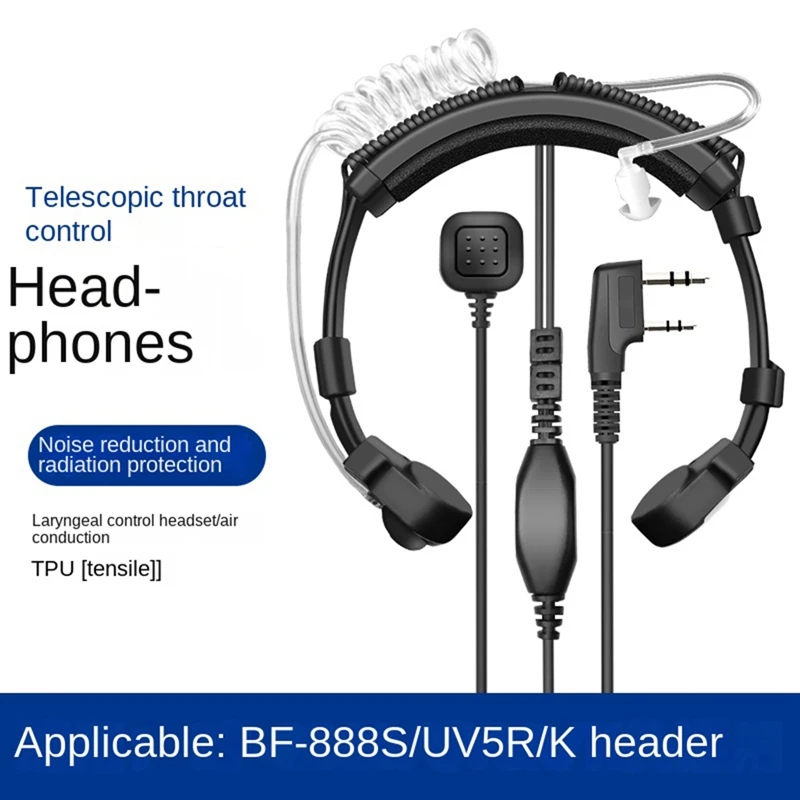 Walkie-Talkie ชุดหูฟังปรับ Laryngeal Control MIC หูฟัง PTT สําหรับ Baofeng UV-5R BF-888S