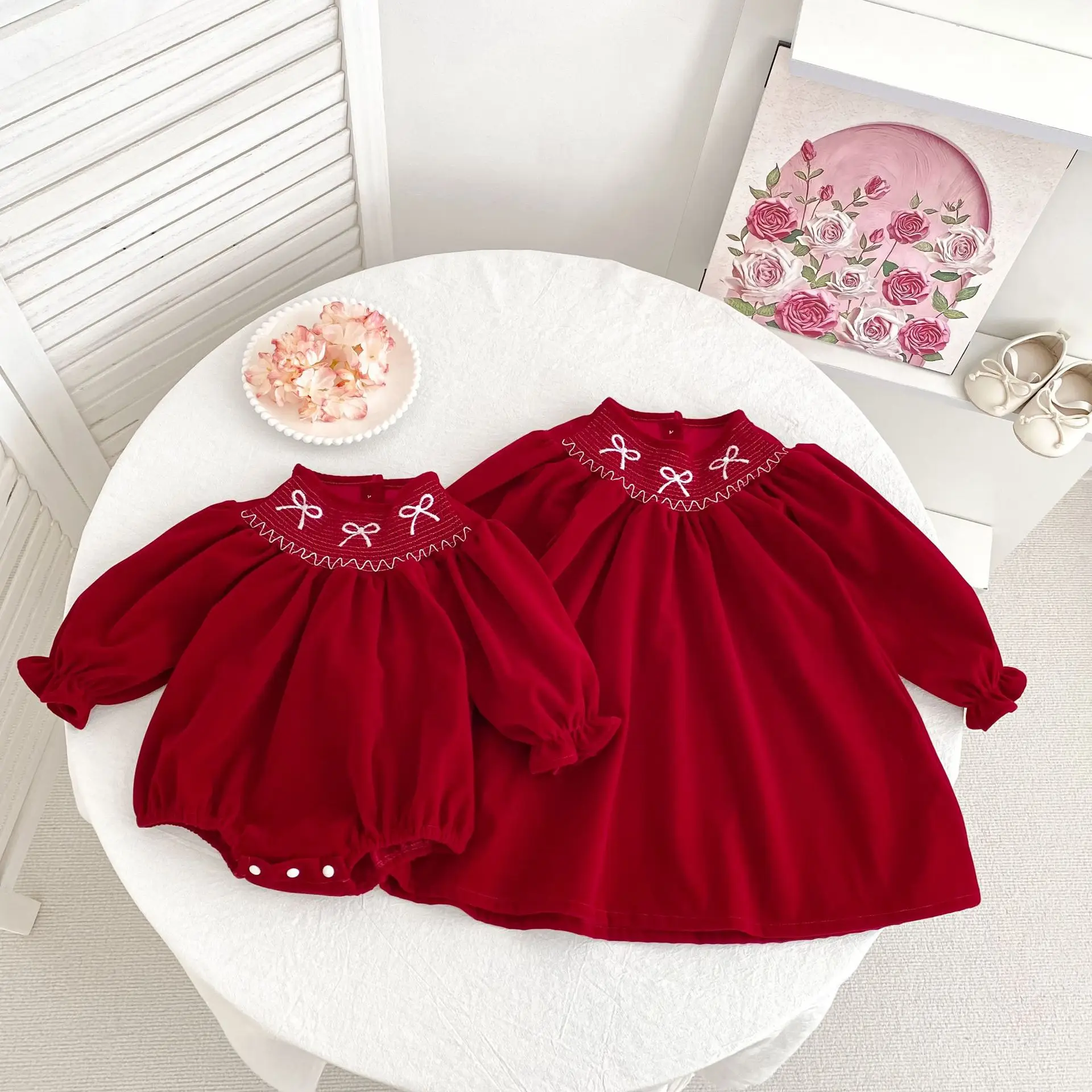 Weihnachten Schwestern Mädchen Prinzessin Kleid Neujahr Party Kleidung Baumwolle Spleißen Kinder Party Kleid Baby Bodys Schwestern Kleidung – Detail 18