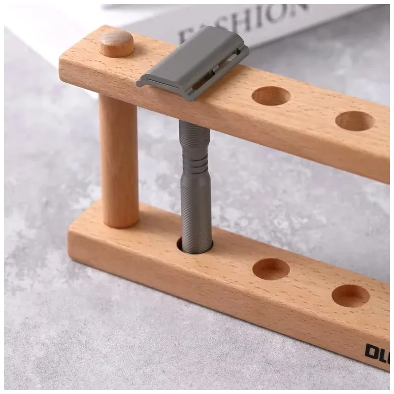 YAQI Toshevet Beech Wood Razor Stand Wet Shave Tools For Safety Razors Men Shaving Products Best Gift for Men Mens Gift