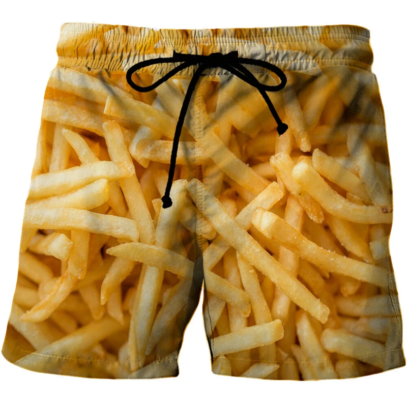 New Gourmet Food Graphic Beach Grilled Sausage Shorts For Men 3D Printed Sausage Boardshorts Men Women Meat Sausage Short Pants