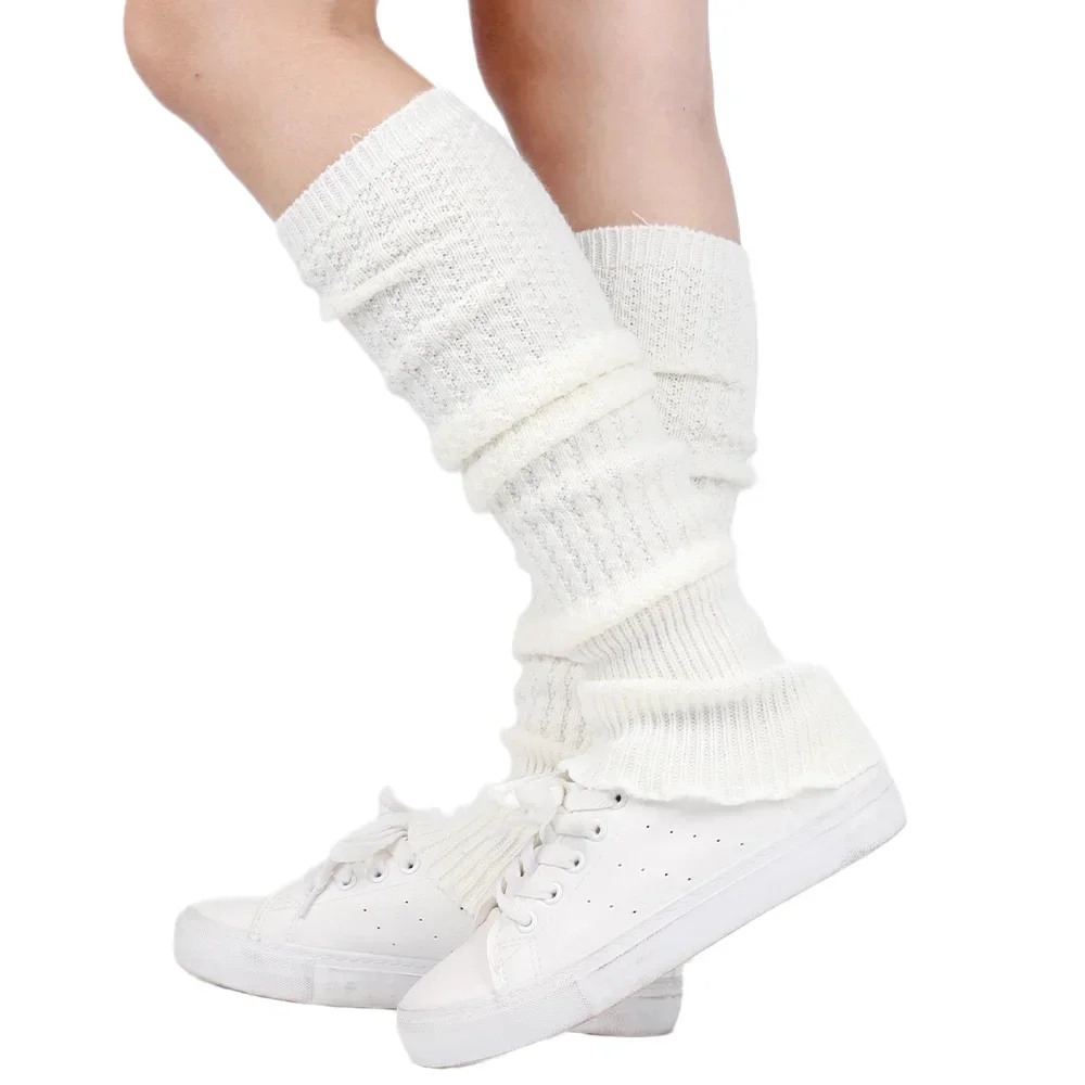 Red Blue Leg Warmers Womens Goth Boots Sock Cuffs Y2k Accessory Warm Thermal Ladies Winter Ankle Gaiter Wool Long Socks Female