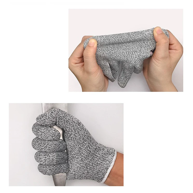 2PCS Grade 5 Anti Cutting Gloves Kitchen HPPE Anti Scratch Glass Wood Cutting Safety Protection Horticulturist Protector Gloves