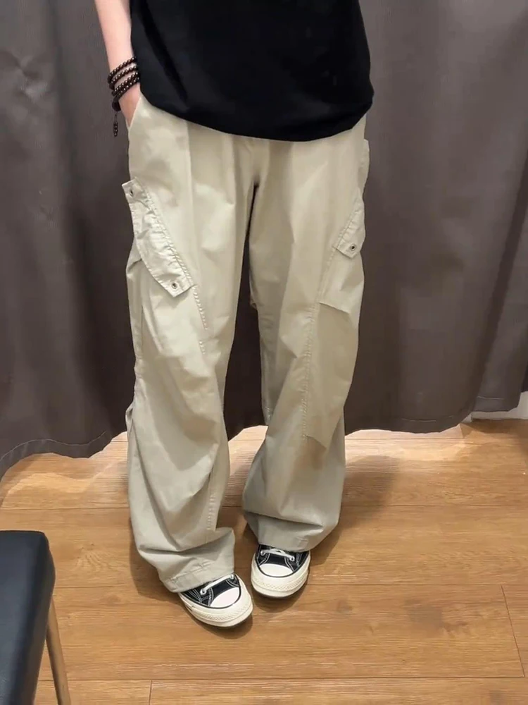 

Мужские летние рабочие брюки-парашюты цвета хаки, быстросохнущие, прямого кроя, широкие, в американском стиле, функциональные, ветрозащитные