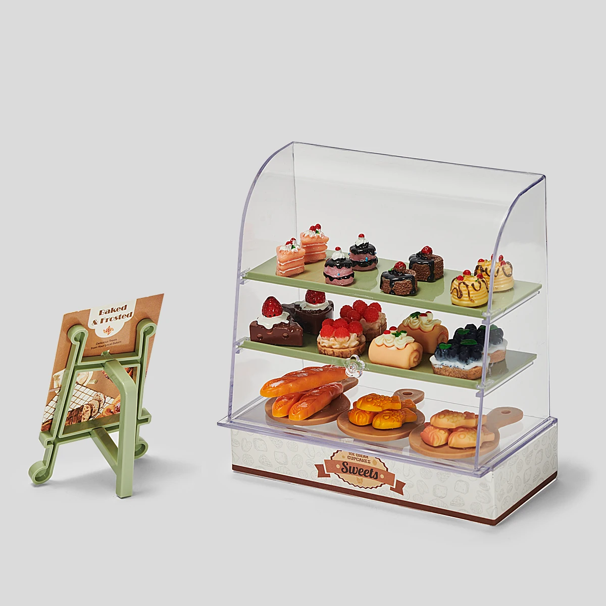 Bored Come Kitchen House! Mini Food Display Cabinet, Dessert Model, Play