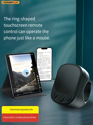 Controle Remoto com Anel e Touchpad, Dispositivo Inteligente de Clique Automático para Tela, Clicador Contínuo, Controle Remoto com Anel de Rolagem S