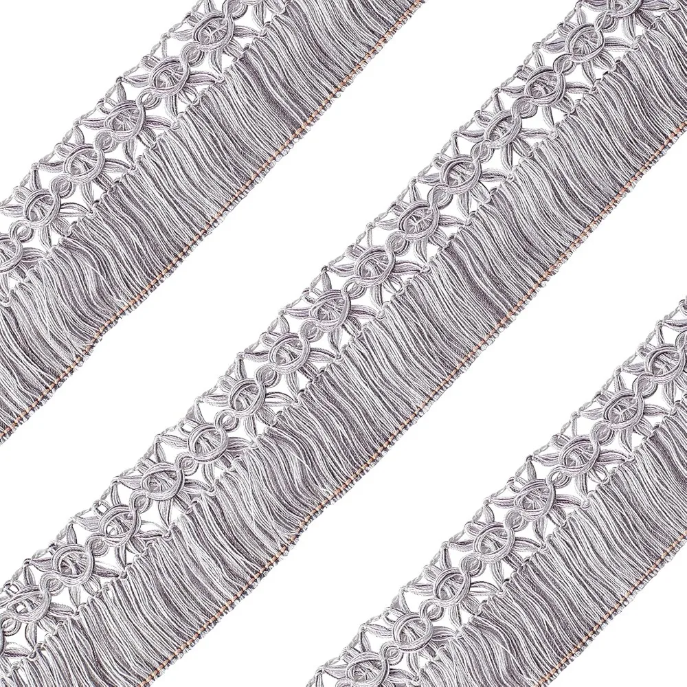 

Бахрома-кисточки для декора штор и костюмов, светло-серая, 35x1мм, 25м/рулон