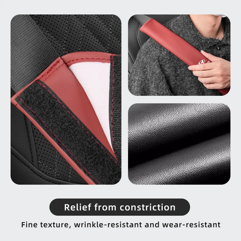 Car Extended Belt Cover Shoulder Pad Leather Seat Belt Cover For Hyundai Tucson IX35 I30 I20 Kona Coupe Veloster I40 Getz