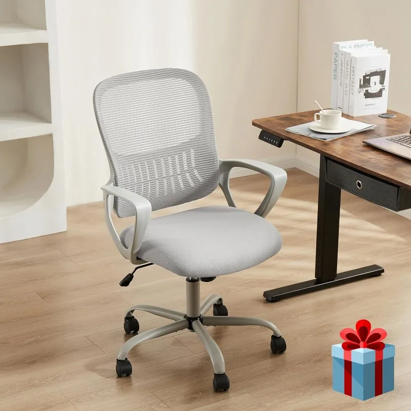 SMUG Office Computer Gaming Desk Chair, Ergonomic Mid-Back Mesh Rolling Work Swivel Task Chairs with Wheels, Comfortable