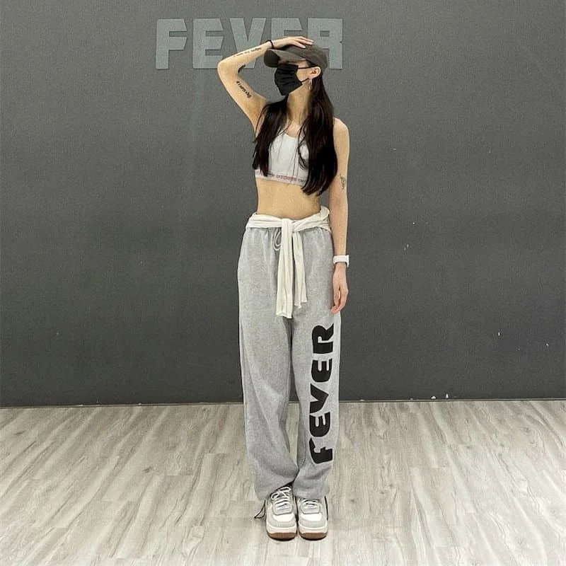 

Sporty Pants High Waist Sweatpants Casual Leggings Korean Fashion Trousers Women Y2k Clothes Loose Lace-up Streetwear Women