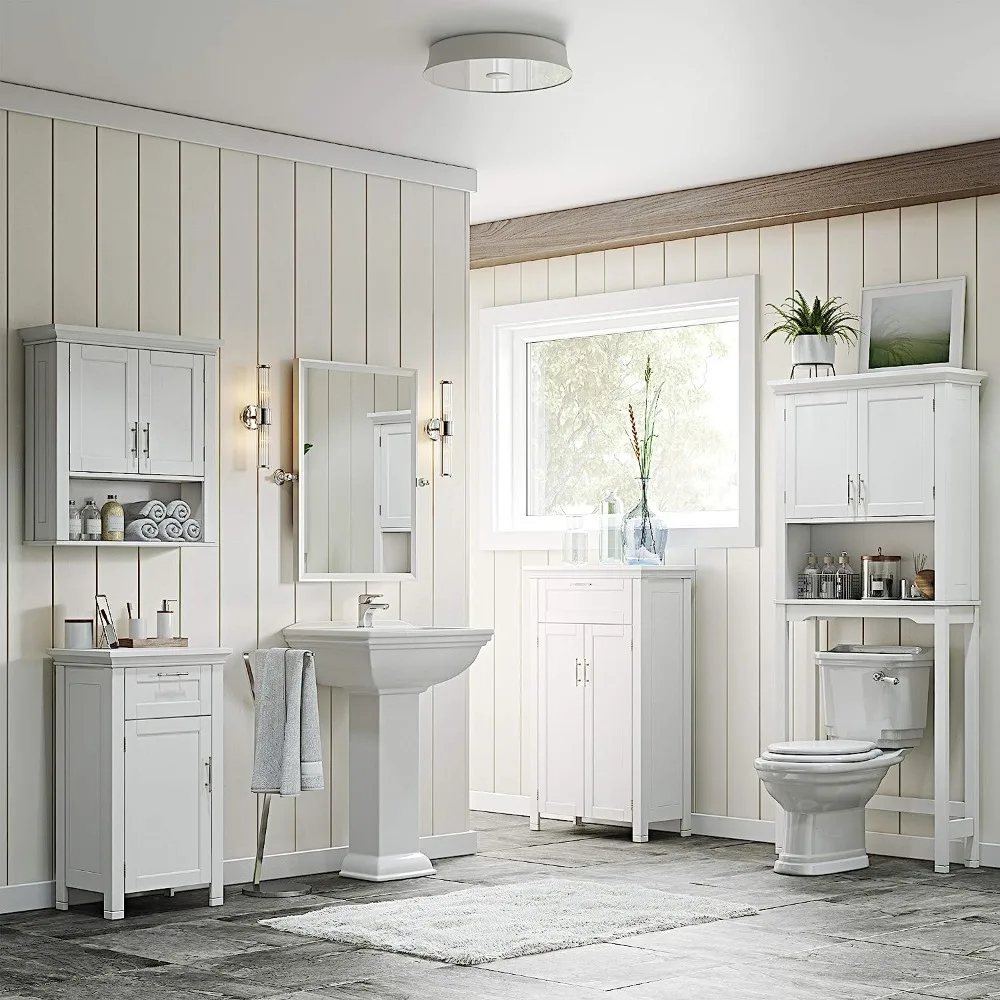 Somerset Two-Door Bathroom Storage, White Wall Cabinet