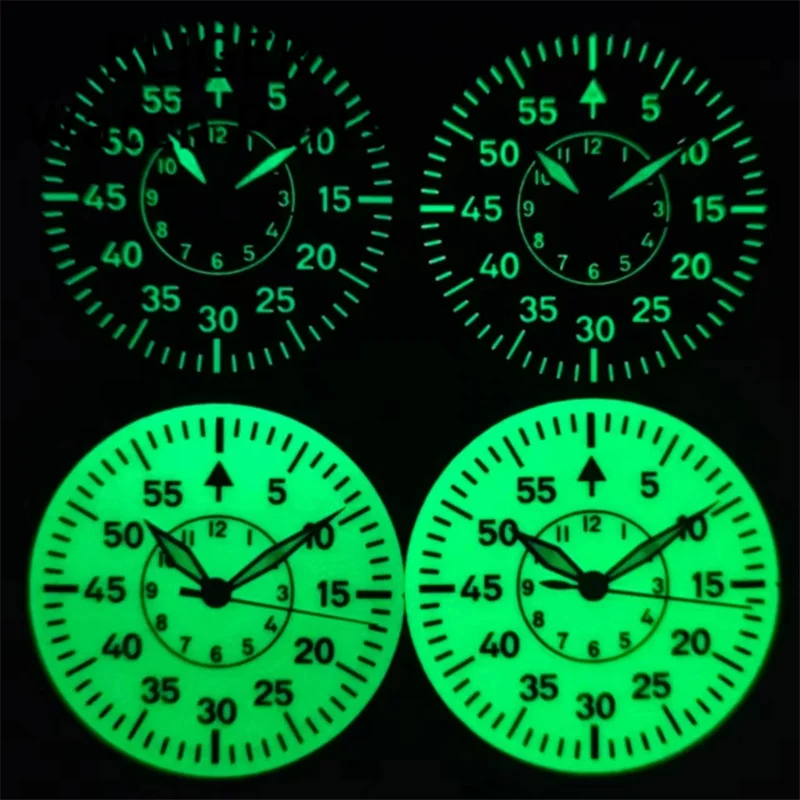 BLIGER 29mm Pilot Watch Dial Hand Set With Full C3 Green Luminous Creamy Black Blue Color For NH35 NH36 Movements