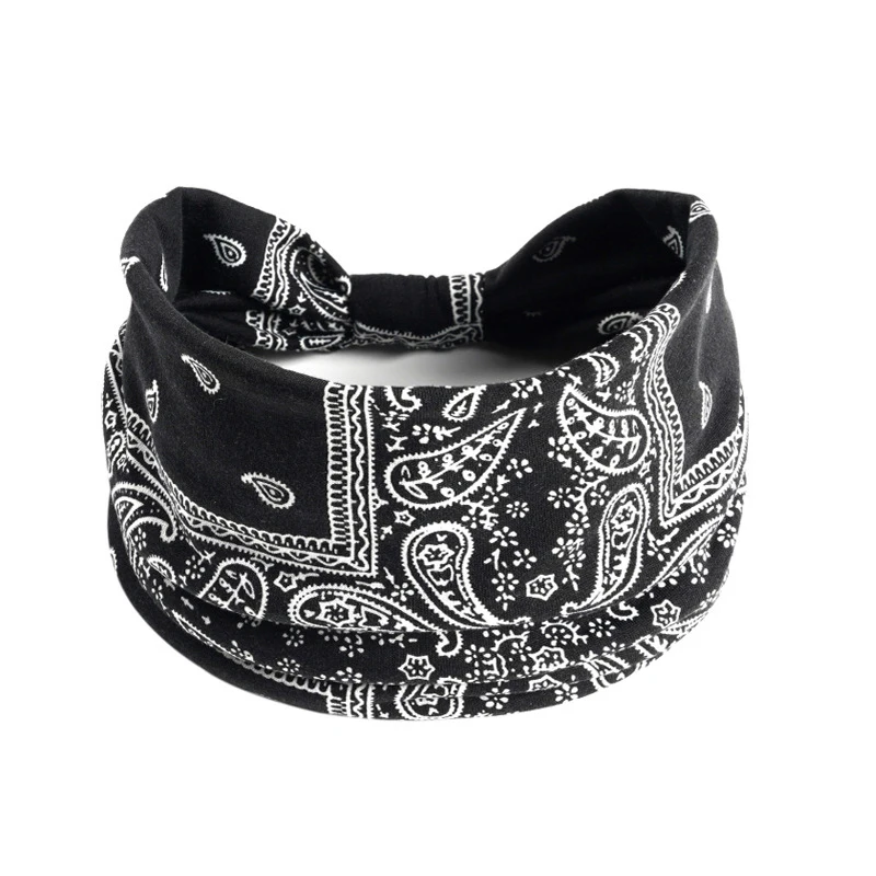 Wide Printed Bandanas Hairbands Boho Knot Turbans Yoga Elastic Head Wrap Women Headband Headwear Fashion Hair Band Accessories