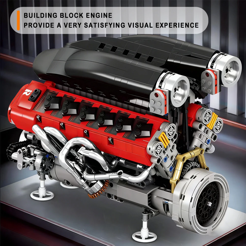 Motor de combustión interna de carreras V12 SP3, modelo de motor de coche famoso, grupo de bloques de construcción, ensamblaje de energía, ladrillos, juguete para regalo para niños
