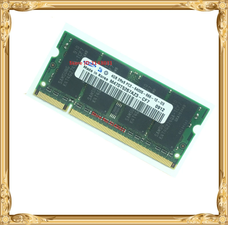 

Laptop memory 4GB PC2-6400 DDR2 800MHz Notebook RAM 800 6400S 4G 200-pin SO-DIMM