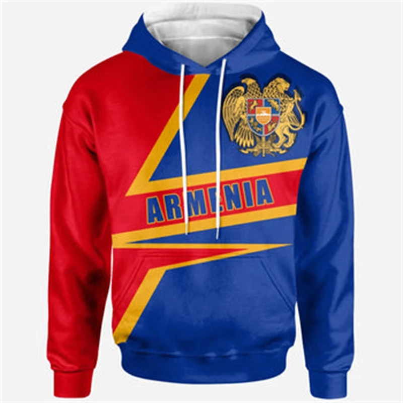 Armenia Flag 3D Hoodie Men's National Emblem Sweatshirt Fashion Retro Hoodie Unisex Casual Flag Hoodie Male Pullover Sweatshirt